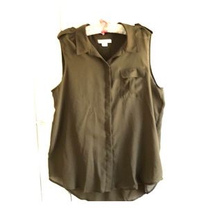 Sheer olive dress tank top